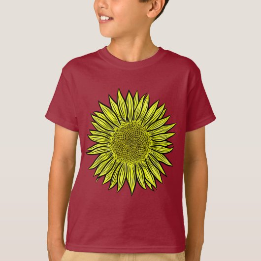 Floral Rustic Yellow Sunflower Hand getekend T-shirt (Voorkant)