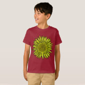 Floral Rustic Yellow Sunflower Hand getekend T-shirt (Voorkant volledig)