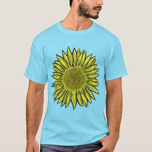 Floral Rustic Yellow Sunflower Hand getekend T-shirt (Voorkant)