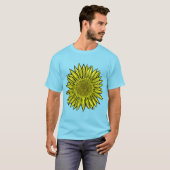 Floral Rustic Yellow Sunflower Hand getekend T-shirt (Voorkant volledig)