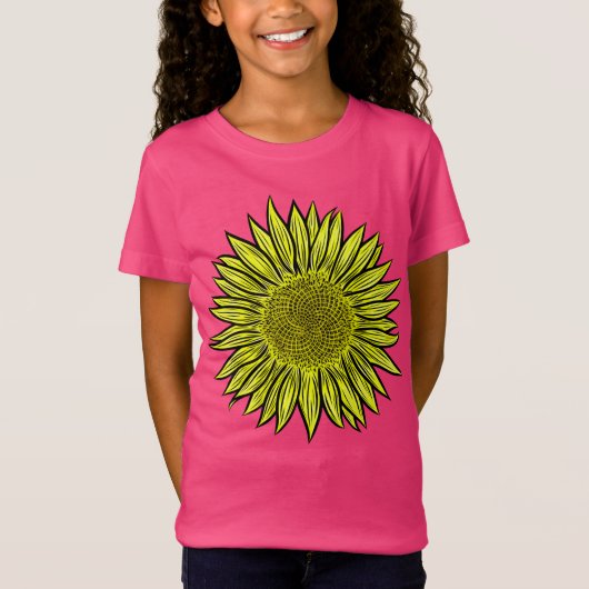 Floral Rustic Yellow Sunflower Hand getekend T-shirt (Voorkant)