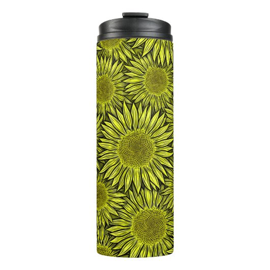 Floral Rustic Yellow Sunflower Hand getekend Thermosbeker (Voorkant)