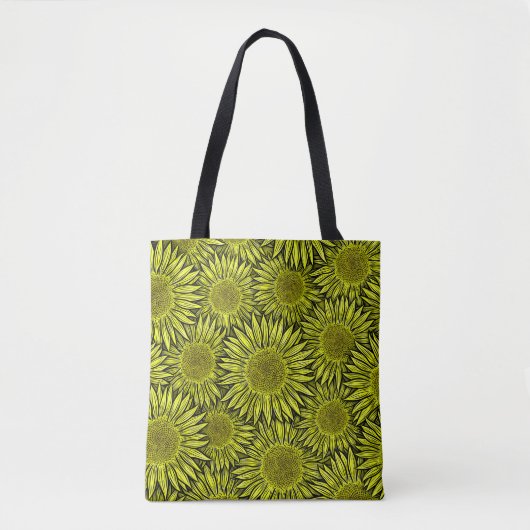 Floral Rustic Yellow Sunflower Hand getekend Tote Bag (Voorkant)