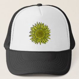 Floral Rustic Yellow Sunflower Hand getekend Trucker Pet