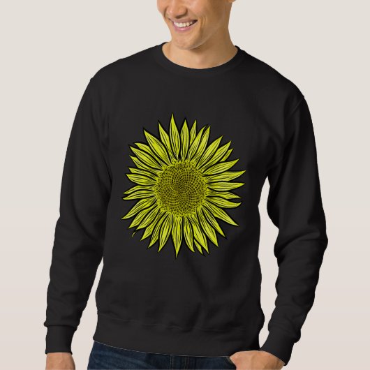 Floral Rustic Yellow Sunflower Hand getekend Trui (Voorkant)