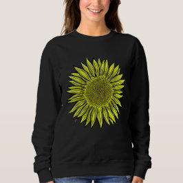 Floral Rustic Yellow Sunflower Hand getekend Trui