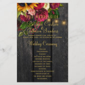 Floral rustige houten gouden lampen bruiloft cerem flyer (Voorkant)