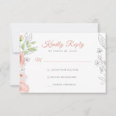 Floral rustige moderne elegante waterverf bruiloft RSVP kaartje (Voorkant)