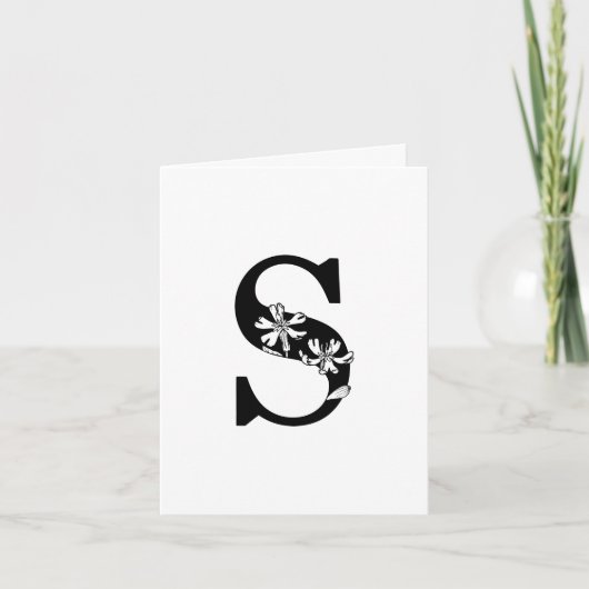 Floral S Monogram op witte noot Kaart (Voorkant)