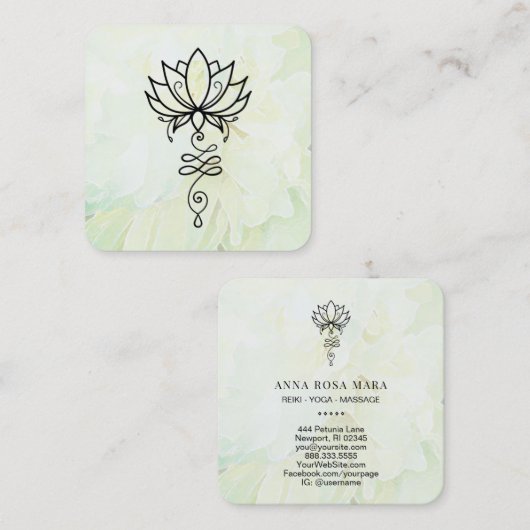 *~* Floral Sacred Geometry Nirvana Yoga Peony Vierkante Visitekaartje (Voorkant / Achterkant)