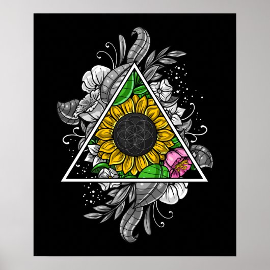Floral Sacred Geometry Poster (Voorkant)