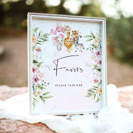 Floral Safari animal baby shower bevoordeelt poste Poster