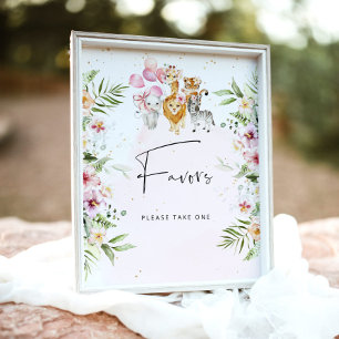 Floral Safari animal baby shower bevoordeelt poste Poster