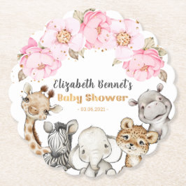 Floral Safari Animals Baby shower Paper Onderzette Kartonnen Onderzetters