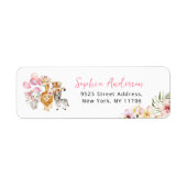 Floral safari animals baby shower return address etiket (Voorkant)