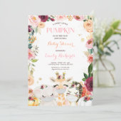 Floral Safari Animals Herfst Pompoen Baby shower Kaart (Staand voorkant)