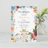 Floral Safari Animals Herfst Pompoen Baby shower Kaart (Staand voorkant)