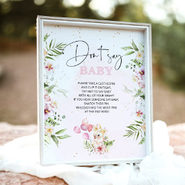 Floral safari animals Zeg geen baby shower game Poster