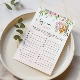 Floral safari baby name race baby shower game