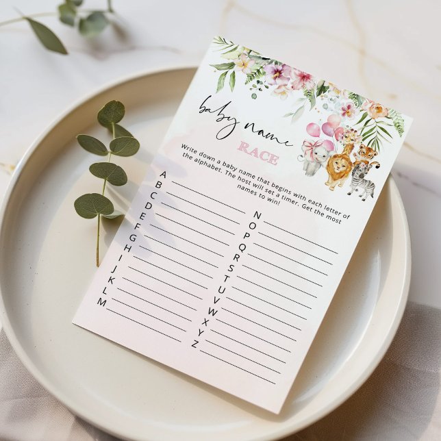 Floral safari baby name race baby shower game (Creator heeft geüpload)