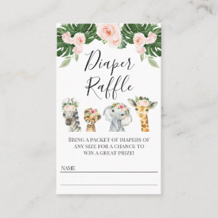 Floral Safari Baby shower Diaper Raffle Ticket