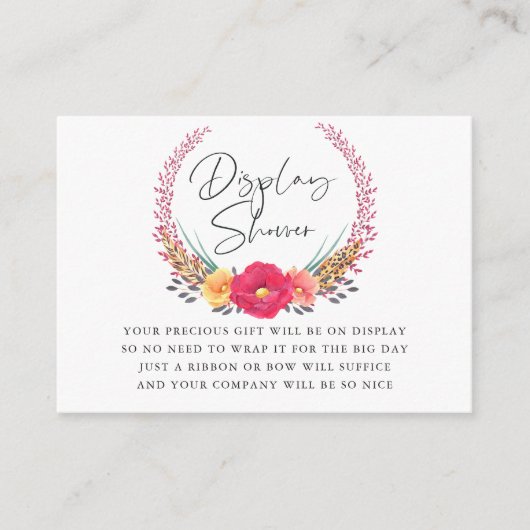 Floral Safari Baby shower Display Shower Informatiekaartje (Voorkant)