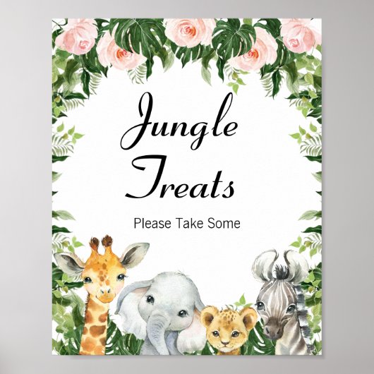 Floral Safari Baby shower Sign Poster (Voorkant)