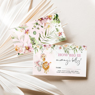 Floral Safari beest hoe groot de buik van mama is Informatiekaartje