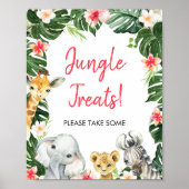 Floral Safari Birthday Party Sign Poster (Voorkant)