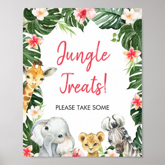 Floral Safari Birthday Party Sign Poster (Voorkant)