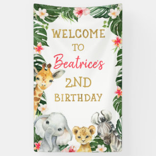 Floral Safari Birthday Welcome Banner