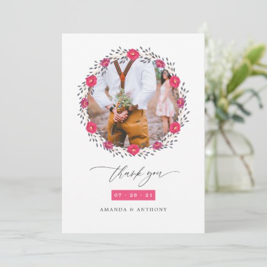 Floral Safari Bruiloft Bedankkaart (Staand voorkant)
