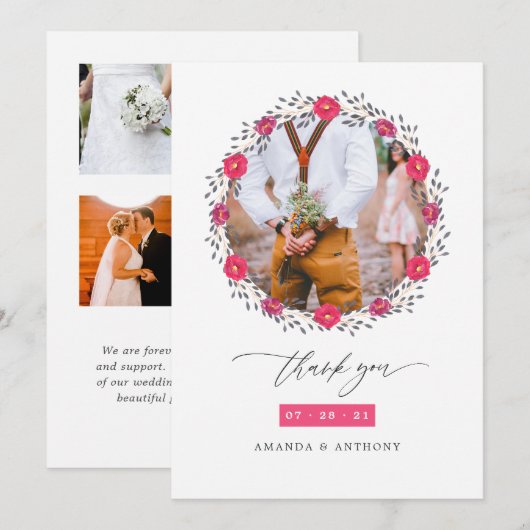 Floral Safari Bruiloft Bedankkaart (Voorkant / Achterkant)