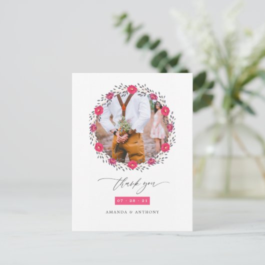 Floral Safari bruiloft dank u Briefkaart (Staand voorkant)