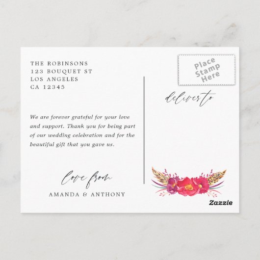 Floral Safari bruiloft dank u Briefkaart (Achterkant)