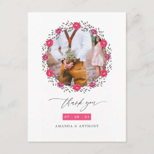 Floral Safari bruiloft dank u Briefkaart (Voorkant)