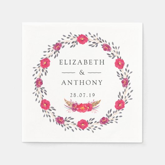 Floral Safari Bruiloft Servet (Voorkant)