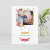 Floral Safari Foto Zwangerschap Aankondiging (Staand voorkant)