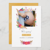 Floral Safari Foto Zwangerschap Aankondiging (Voorkant / Achterkant)