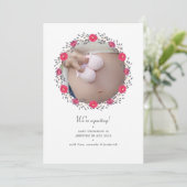 Floral Safari Foto Zwangerschap Aankondiging Kaart (Staand voorkant)