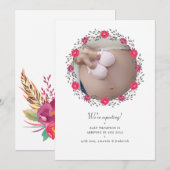 Floral Safari Foto Zwangerschap Aankondiging Kaart (Voorkant / Achterkant)