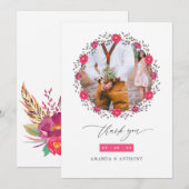 Floral Safari trouwfoto Bedankkaart (Voorkant / Achterkant)