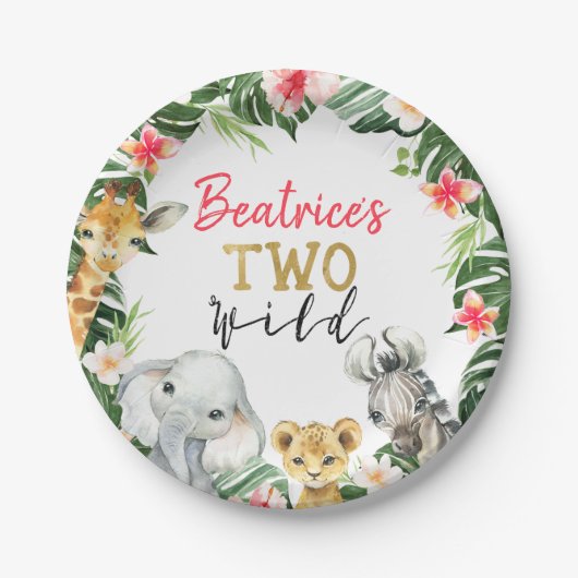 Floral Safari Two Wild Second Birthday Paper Bord (Voorkant)