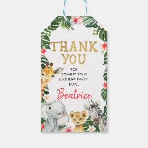 Floral Safari Verjaardag Dank u Label Cadeaulabel