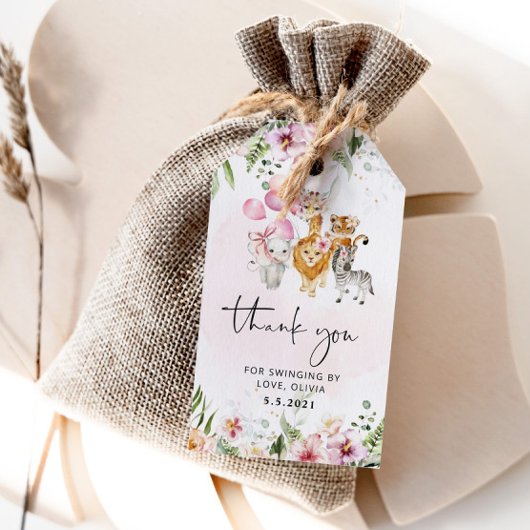 Floral Safari verjaardagdank u label Cadeaulabel