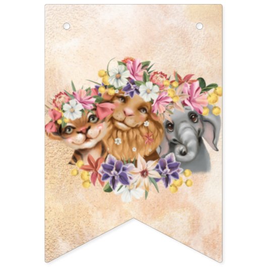 Floral Safari wild one baby shower gold Vlaggetjes (Tweede vlag)