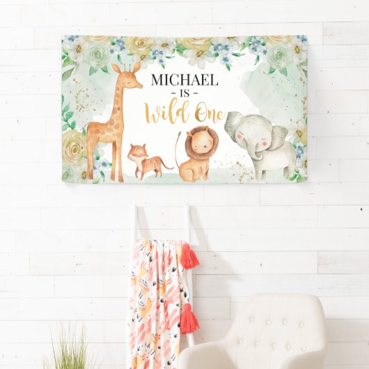 Floral Safari Wild One Banner (Insitu)