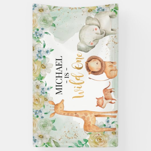 Floral Safari Wild One Banner (Verticaal)