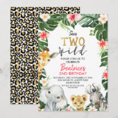 Floral Safari Ze is twee Wilde Tweede Dag Kaart (Voorkant / Achterkant)