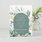 Floral Sage Arch bruiloft uitnodiging (Staand voorkant)